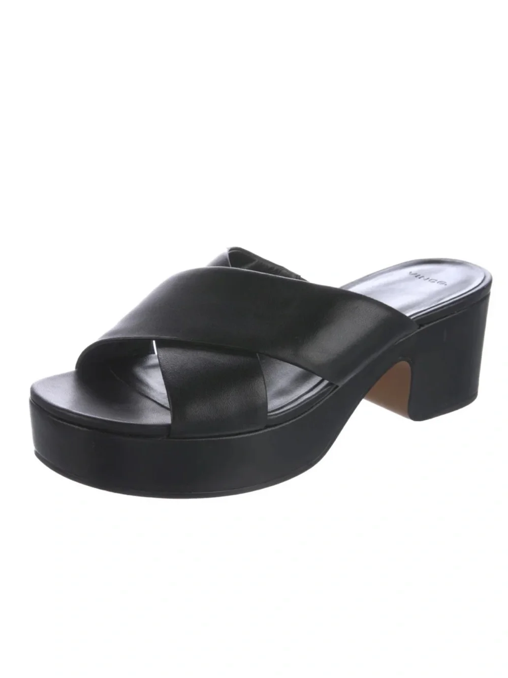 Vince Leather Slides Platform Black